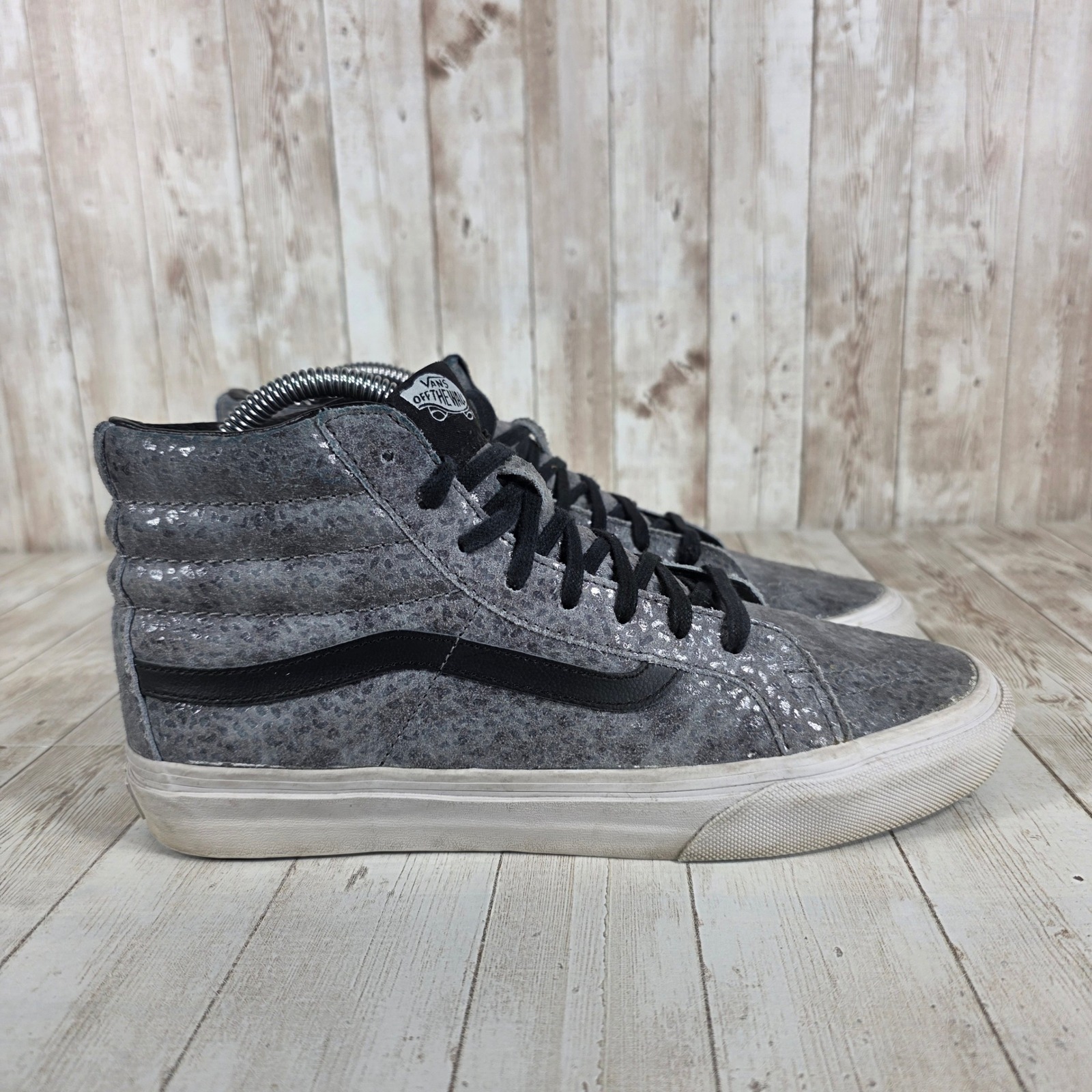 Vans Sk8 Hi Womens Gray Snake Print High Top Sneakers Shoes Size 8.5